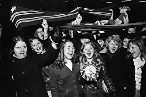 Schoolgirls from Hodge Hill Grammar School aboard the gymslip special