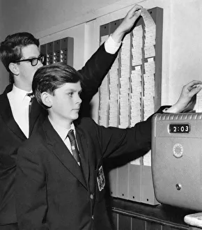 Schools: Boys clock on'at Preston Catholic College. September 1967 P005212