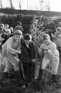 Schools new saplings. Green-fingered youngsters Edward Dalton and Emma Jackson