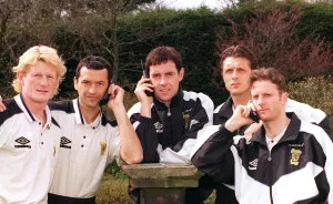 Only Young Men Prints: Scotland football players left to right: Colin Hendry, Colin Calderwood, David Weir