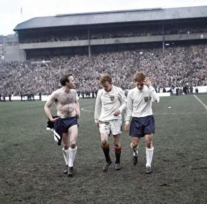 Scotland v England international match at Hampden Park. Players walk off at the end