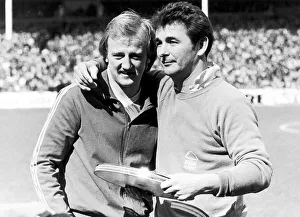 Scottish footballer Kenny Burns of Nottingham Forest with manager Brian Clough