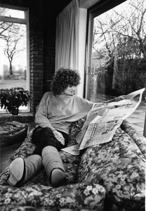 Scottish singer and actress Barbara Dickson photographed at home