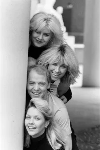 Scottish singer Jim Diamond pictured with his backing group, Vicki and Sam Brown