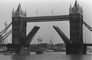 Sea Cadet training ship Royalist April 1972 sailing under Tower Bridge