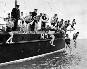 Cold Prints: Sea Cadets go overboard with life belt as it gives their confidence in this use of