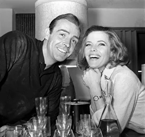Sean Connery actor with Honor Blackman actress March 1964 on the set of the film
