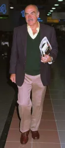 Sean Connery Actor leaving Heathrow on Concorde for New York where he is having talks
