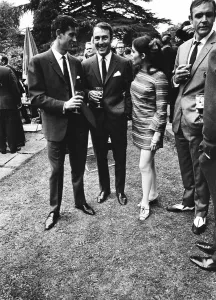 Movies Prints: Sean Connery and actress Vivienne Ventura talks to England footballers Peter Bonetti