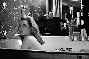 Sean Connery and Luciana Paluzzi filming Thunderball'at Pinewood Studios