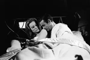 Sean Connery and Luciana Paluzzi filming Thunderball'at Pinewood Studios
