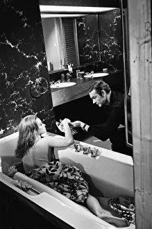 Sean Connery and Luciana Paluzzi filming Thunderball'at Pinewood Studios