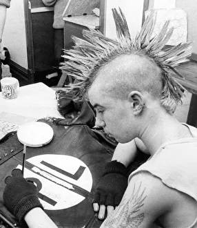 Sean Hewitson brom Newbiggin with his punk hairstyle in March 1984