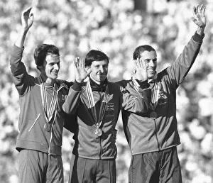 00380 Prints: Seb Coe winner of the 1500 metre at the 1980 Moscow Olympic Games seen here with JYrgen