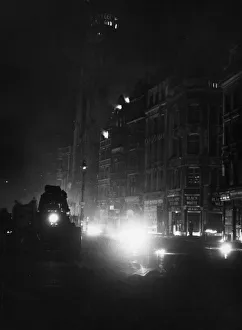 The Second Great Fire of London. Incendiary bombs fall on St Dunstan Church during