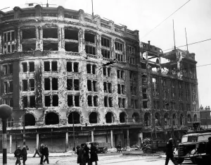 Store Prints: Second World War, May Blitz in Liverpool. The shell of Lewis