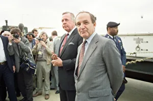 Secretary of State for Defence George Younger (right) at RAF Molesworth, Cambridgeshire