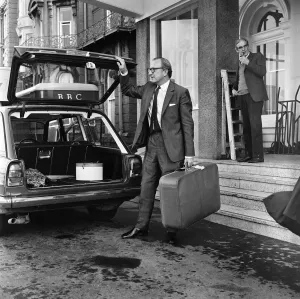 Secretary of State for Defence Lord Carrington arrives with his wife Lady Carrington