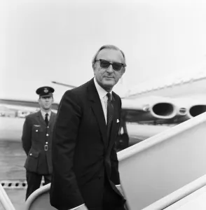 Government Prints: Secretary of State for Defence Lord Carrington pictured leaving Heathrow Airport