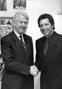 Secretary of State for Wales Rt. Hon. Peter Walker meets Tom Jones at HTV Studios
