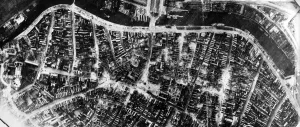 Bombed Prints: A section of the centre of Lubeck following a bombing raid by the RAF on the 28 / 29 March