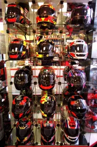 Selection of motorcycle helmets February 1998 PIC BY CHRIS WATT