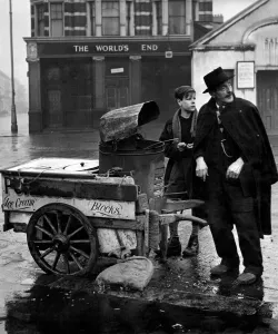 Selling Chestnuts from an Icecream barrow is aged Salve Volpe or English version Mr. Fox