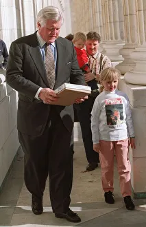 Senator Edward Kennedy presents Catherine Hamill 9 of Belfast Northern Ireland with an