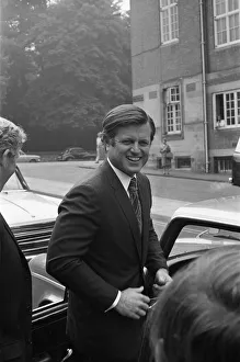 Senator Edward Kennedy seen here leaving Cadbury Schweppes in Bournville following a tour
