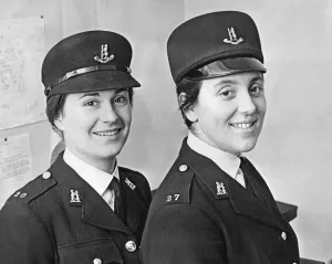 Headwear Prints: Sergeant Pat Fawcett of Rugby Police(right) is setting a trend in her new look
