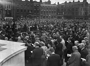 A service of thanksgiving following the allied armies victory in Europe at the Hall of