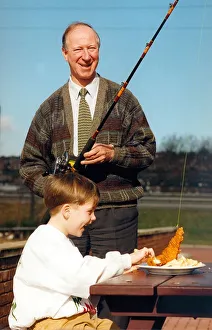 Sports Ikon Prints: Seven year old Luke Holden joined forces with Jack Charlton at Harry Ramsdens to launch a