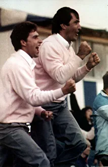 00131 Prints: Sevvy Ballesteros golf player and Jose Maria Olazabal jump up as Torrence