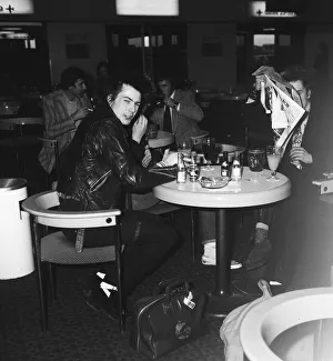 The Sex Pistols at Heathrow Airport before flying off for an American tour