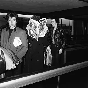 The Sex Pistols at Heathrow Airport before flying off for an American tour