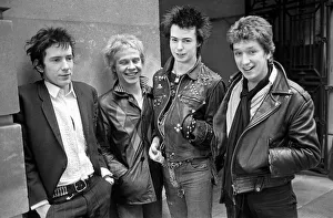 Sex Pistols punk rock band seen here in a London Circa 1st May 1977 Left is