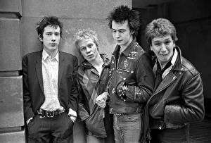 Sex Pistols punk rock band seen here in a London Circa 1st May 1977 Left is