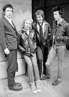 Sex Pistols punk rock band seen here in a London Circa 1st May 1977 Left is