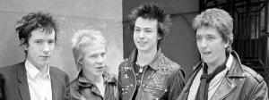 Sex Pistols punk rock band seen here in a London Circa 1st May 1977 Left is