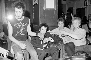 Sex Pistols punk rock band seen here in a London Pub Circa 1976 Left is Sid