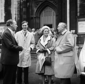 Shadow Foreign Secretary Harold Wilson pictured with wife Mary Wilson