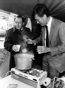 Serving Prints: Shadow Health and Social Services Secretary Michael Meacher (right