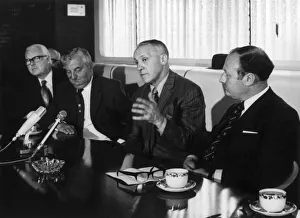 Microphone Prints: Bill Shankly Liverpool manager announces his retirement July 1974