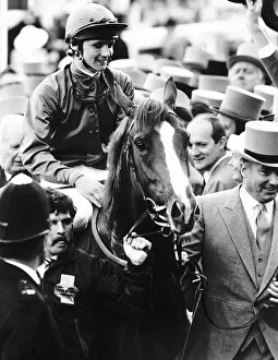 Sharastani The 1986 Derby Winner Is Led In By His Owner The Aga Khan With Jockey Walter