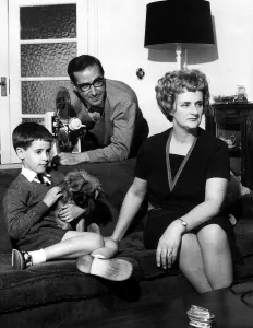 Shaw Taylor June 1963 TV Presenter with wife and son Richard aged 8 years