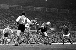 Sheffield Wednesday goalkeeper Ron Springett makes a flying save to prevent the ball