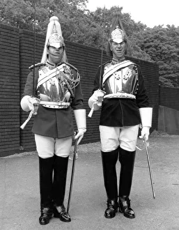 00245 Prints: Sheffield Wednesday manager Jack Charlton joins the Household Cavalry for the day in July