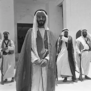Middle East Prints: Sheikh Shakhbut Bin-Sultan Al Nahyan ruler of the arab state of Abu Dhabi. July 1965