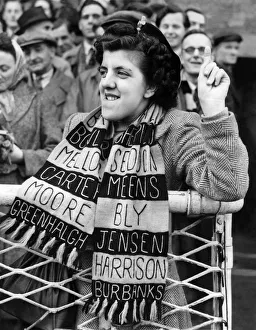 Sheila Bowes of Driffield, Yorkshire a keen supporter of Hull City wearing the scarf she