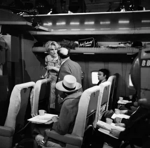 00986 Prints: Sheila Hancock was today at the BBC studios taking the part of an air hostess for her new